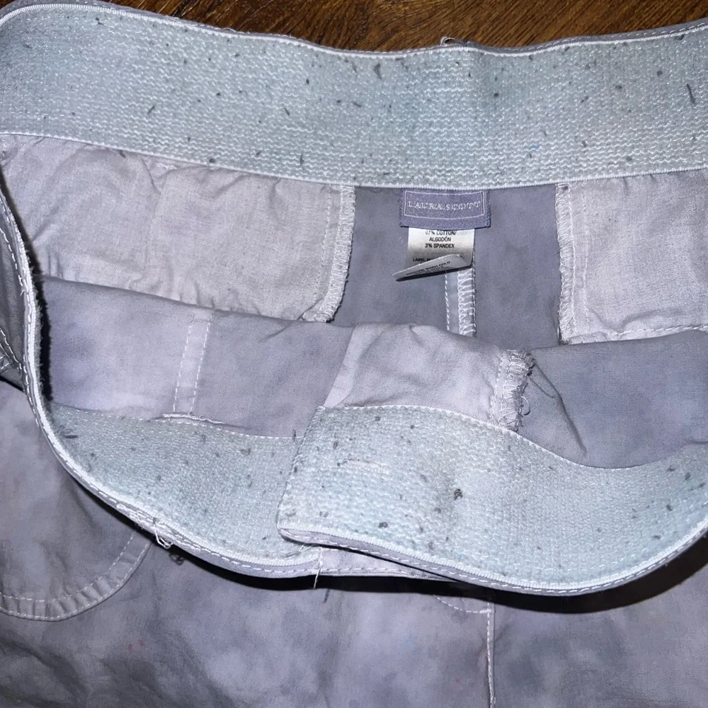 LAST CALL Laura Scott Gray Marbled Retro Lightweight Cargo Capri Pants Size 14 - Picture 10 of 12